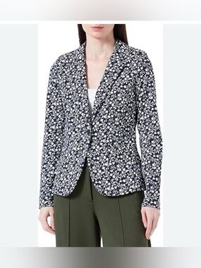 Ichi Floral Navy with White Flowers Kate Blazer